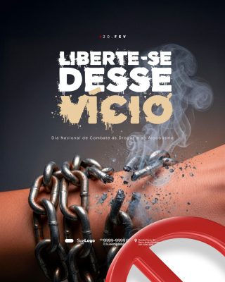 Drogas e Alcoolismo Liberte-se Desse Vício Banner Conscientização PSD Editável