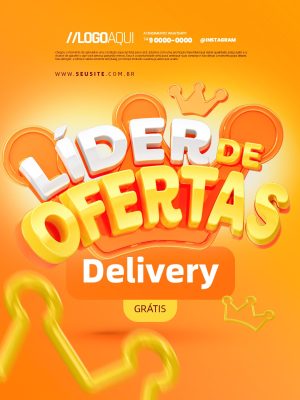 Líder de Ofertas Delivery Grátis PSD Editável