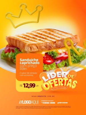 Sanduíche Caprichado Com Preço Líder de Ofertas PSD Editável