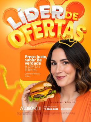 Líder de Ofertas com Hambúrguer PSD Editável