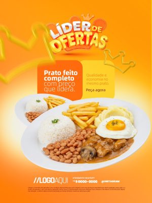 Líder de Ofertas Prato Feito Completo Com Preço Que Lidera PSD Editável