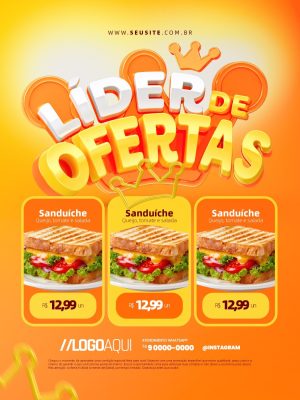 Líder de Ofertas Sanduíche Encarte PSD Editável