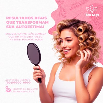 Salão de Beleza Autestima Resultados Reais Cuidados Capilares PSD Editável