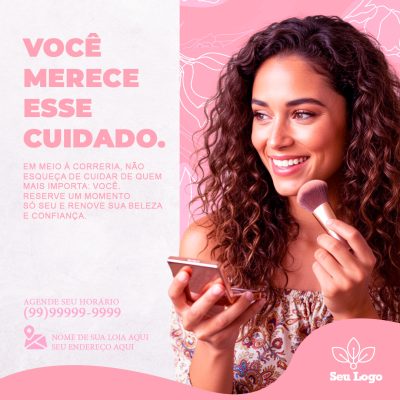 Cuidado e Beleza Você Merece Esse Cuidado Template PSD Editável