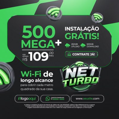 Internet 500 Mega Wi-Fi Longo Alcance Net Turbo Oferta PSD Editável