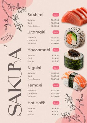 Modelo de Cardápio Sakura PSD Editável