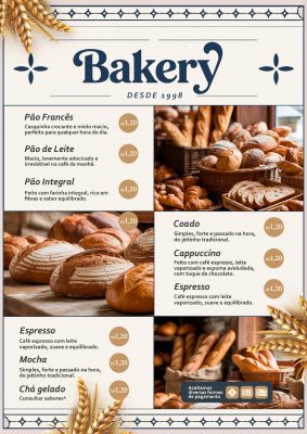Modelo de Cardápio Padaria PSD Editável