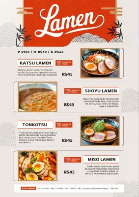 Modelo de Cardápio Lamen PSD Editável