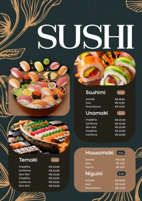 Modelo de Cardápio Menu Restaurante Japonês PSD Editável