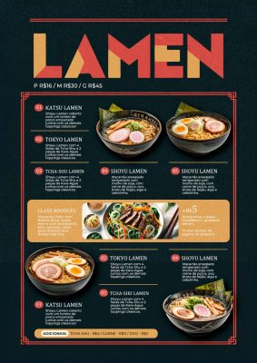 Modelo de Cardápio Lamen Menu Restaurante  PSD Editável