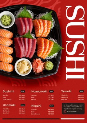 Modelo de Cardápio Sushi PSD Editável
