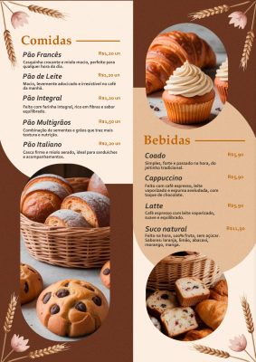 Modelo de Cardápio Padaria PSD Editável