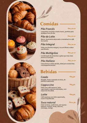 Modelo de Cardápio Padaria PSD Editável