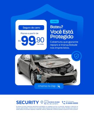 Seguro de Carro Planos a partir de R$ 99,90 PSD Editável