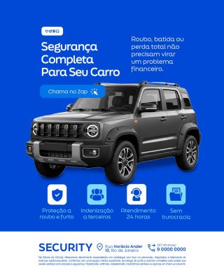 Segurança Completa Para Seu Carro Chama no Zap PSD Editável