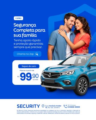 Seguro de Carro Planos a partir de R$ 99,90 no mês PSD Editável