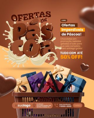 Ofertas  de Páscoa Imperdíveis com Até 50% OFF PSD Editável