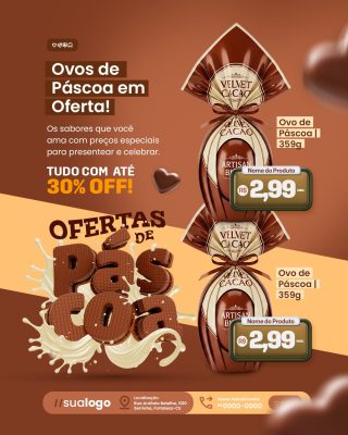 Ofertas  de Páscoa  Ovos de Páscoa Oferta com até 30% OFF PSD Editável