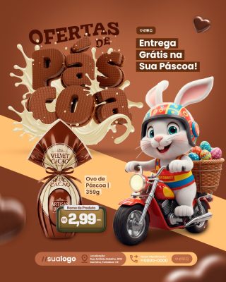 Ofertas de Páscoa com Entrega Grátis PSD Editável