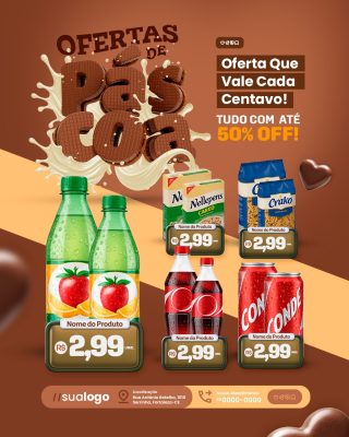 Ofertas  de Páscoa Tudo Com Até 50% OFF Encarte PSD Editável