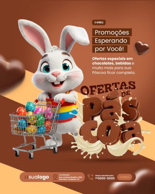 Ofertas  de Páscoa Promoções Esperando Você PSD Editável