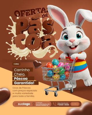 Ofertas  de Páscoa Carrinho Cheio PSD Editável