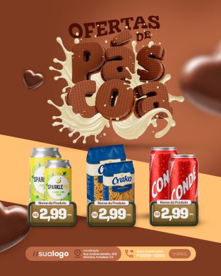 Ofertas de Páscoa Supermercado Encarte PSD Editável