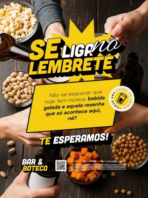 Bar & Boteco Se Liga no Lembrete Te Esperamos PSD Editável