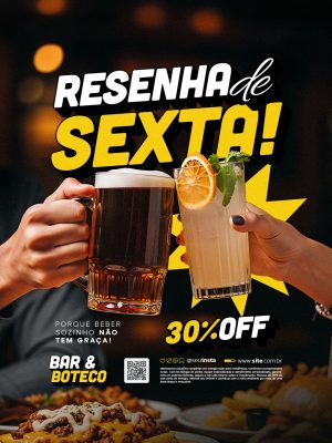 Resenha de Sexta! Bar & Boteco 30% OFF PSD Editável