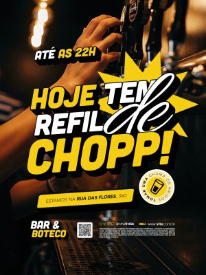Bar Hoje Tem Refil de Chopp Até As 22h PSD Editável