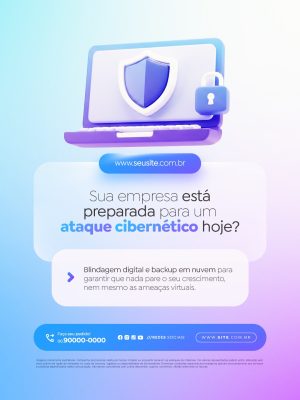 Cibersegurança Ataque Cibernético Blindagem PSD Editável