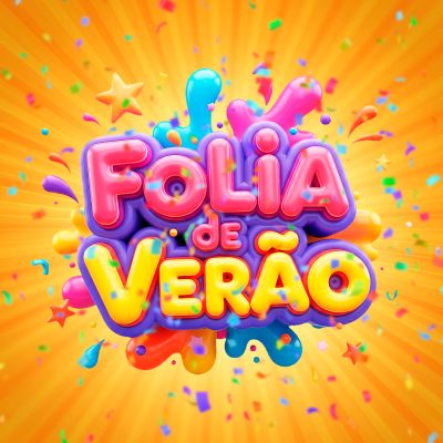 Folia de Verão Template Logo Festivo Colorido PSD Editável