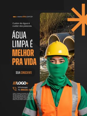 Água limpa é melhor pra vida seja consciente PSD Editável