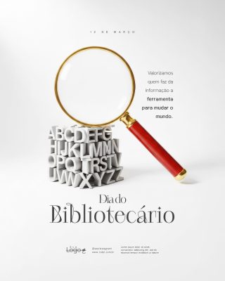 Dia do Bibliotecário 12 de Março Social Media PSD Editável