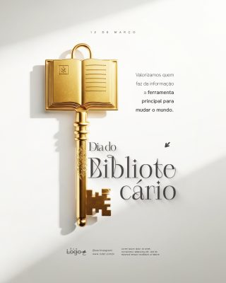 Dia do Bibliotecário 12 de Março Social Media PSD Editável