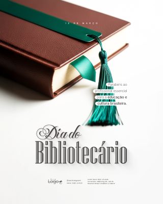 Dia do Bibliotecário 12 de Março Social Media PSD Editável