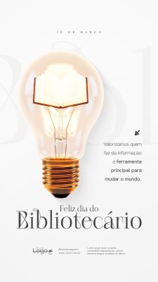 Dia do Bibliotecário 12 de Março Social Media PSD Editável