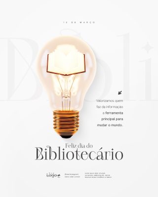 Dia do Bibliotecário 12 de Março Social Media PSD Editável