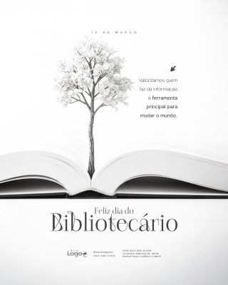Dia do Bibliotecário 12 de Março Social Media PSD Editável