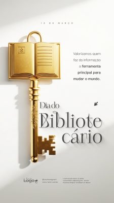 Dia do Bibliotecário 12 de Março Social Media PSD Editável