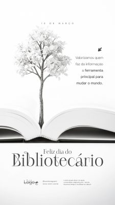 Dia do Bibliotecário 12 de Março Social Media PSD Editável