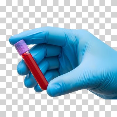 Amostra de Sangue Luva Azul Segurando Tubo de Ensaio PNG Transparente