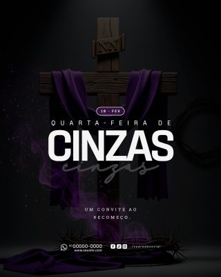 Quarta-feira de Cinzas - Arte Instagram - PSD editáve