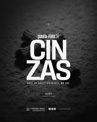 Quarta-feira de Cinzas - Arte Instagram - PSD editável