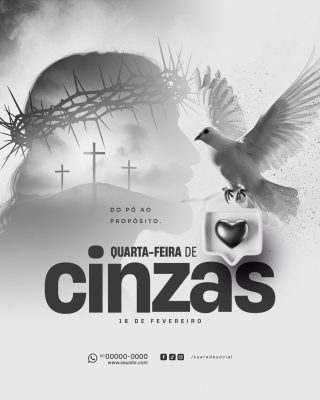Quarta-feira de Cinzas - Arte Instagram - PSD editável