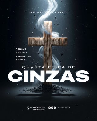 Quarta-feira de Cinzas - Arte Instagram - PSD editáve