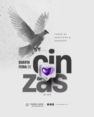 Quarta-feira de Cinzas - Arte Instagram - PSD editável