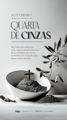 Story Quarta de Cinzas 18 Fevereiro Tempo de Renovar a Fé PSD Editável