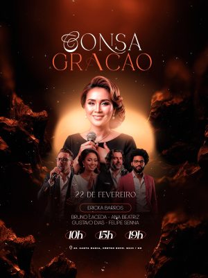 Flyer Consagração Ericka Barros 22 de Fevereiro Evento Musical PSD Editável
