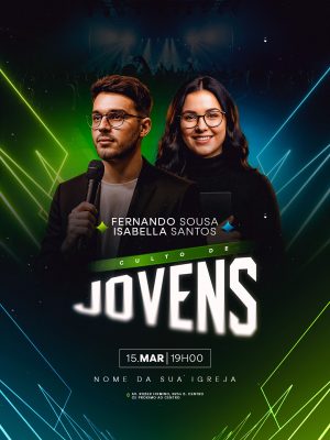 Flyer Culto de Jovens 15 Março 19h00  PSD Editável